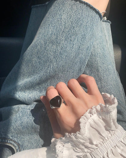 Oravi Jewelry Black Agate Ring Oravi Jewelry 